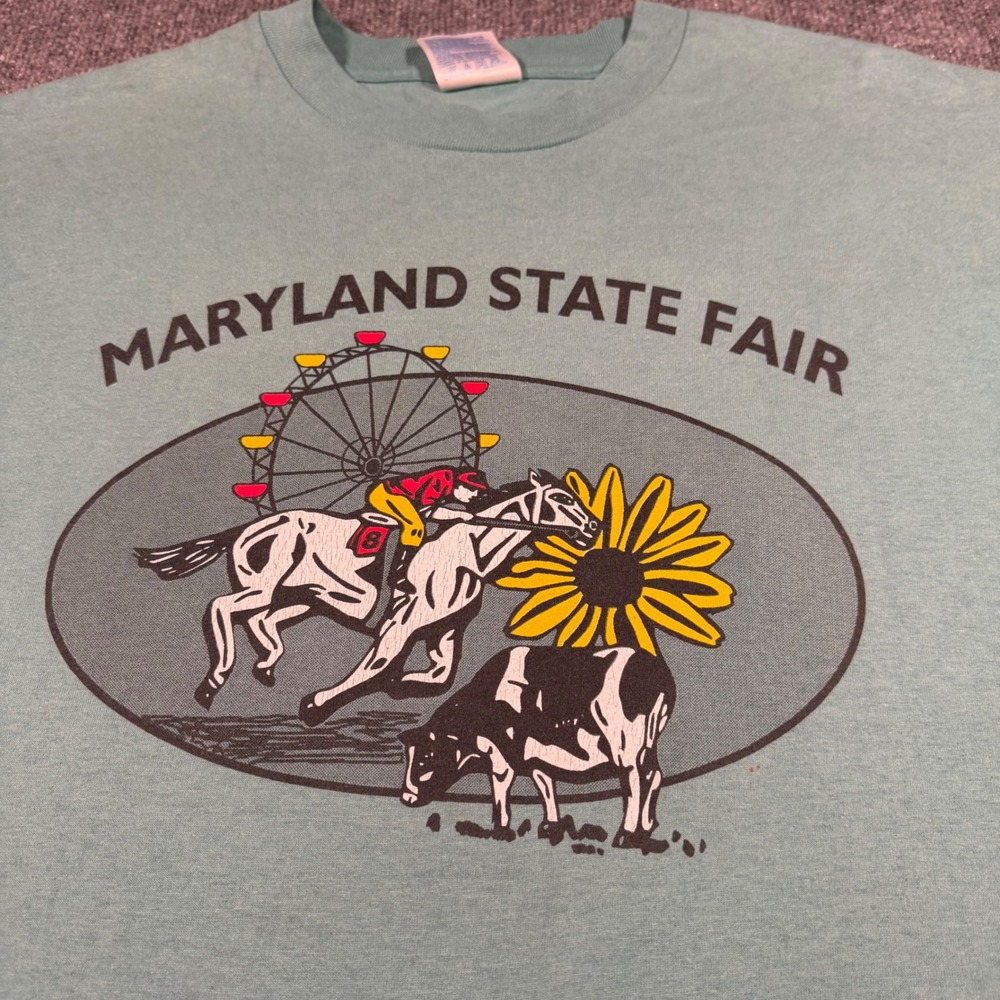 Vintage 90's Maryland State Fair T-Shirt Mens Large Teal Green